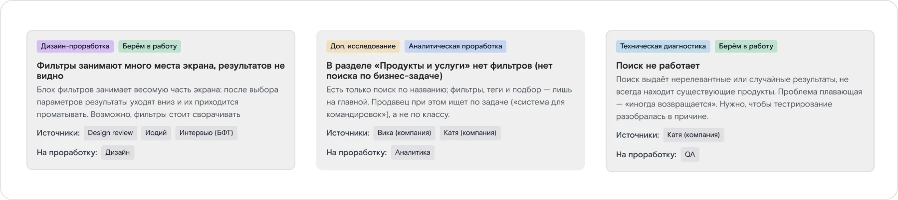 Карточки находок